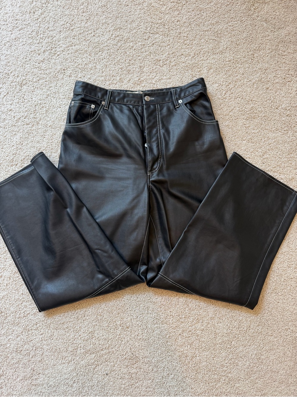 Free People We The Free The It Factor Vegan Leather Pants Black Size 10